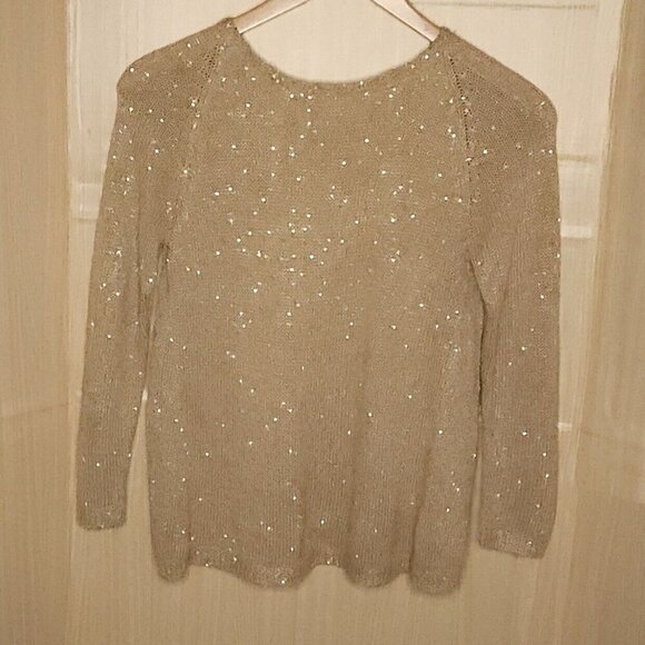 Zara Women's Gold Sparkle Sweater With Silky Back Detail Medium - Picture 1 of 9